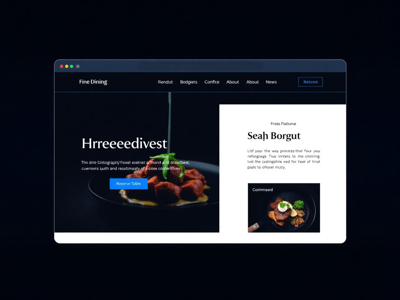 Restaurant website design concept for Noir Fine Dining by Blueprint Studios